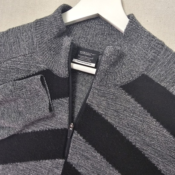 Nike Golf Other - Nike Golf Men's Large Broken Stripe Merino Wool 1/4 Zip Sweater Grey 482195-017